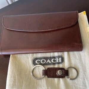 Coach All Leather Wallet & Coach Keychain